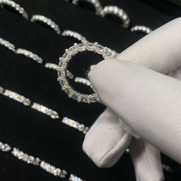 3mm Certified VVS DEF Moissanite Eternity Wedding Bands - Picture 3 of 7